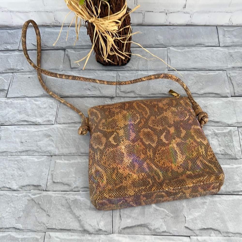 Brian Jeffrey snake print iridescent shoulder bag